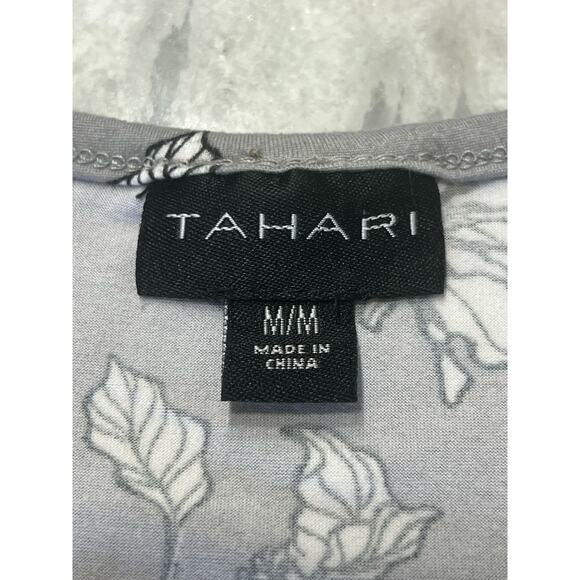 Tahari Gray Floral Print Camisole Sleep Top Lace Woman Size Medium Comfy Stretch - Picture 4 of 9